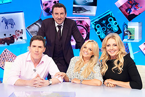 Duck Quacks Don't Echo. Image shows from L to R: Rob Brydon, Lee Mack, Emma Bunton, Carol Vorderman. Copyright: Magnum Media