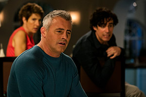 Episodes. Image shows from L to R: Beverly Lincoln (Tamsin Greig), Matt LeBlanc (Matt LeBlanc), Sean Lincoln (Stephen Mangan). Copyright: Hat Trick Productions