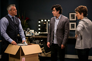 Episodes. Image shows from L to R: Matt LeBlanc (Matt LeBlanc), Sean Lincoln (Stephen Mangan), Beverly Lincoln (Tamsin Greig). Copyright: Hat Trick Productions