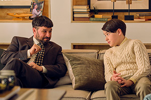 Everyone Else Burns. Image shows left to right: David Lewis (Simon Bird), Aaron (Harry Connor)