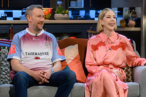 Fantasy Football League. Image shows left to right: Alex Horne, Katherine Ryan