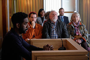 Finding Alice. Image shows from L to R: Nathan (Rhashan Stone), Gerry (Kenneth Cranham), Minnie (Gemma Jones)