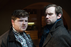 Flat TV. Image shows from L to R: Mikey (Ethan Lawrence), Naz (Naz Osmanoglu). Copyright: BBC