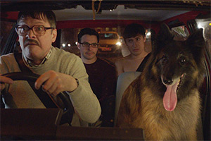 Friday Night Dinner. Image shows left to right: Jim (Mark Heap), Adam (Simon Bird), Jonny (Tom Rosenthal)