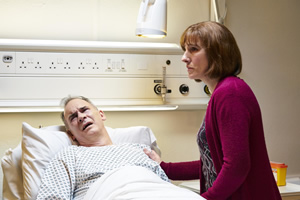 Friday Night Dinner. Image shows from L to R: Martin (Paul Ritter), Jackie (Tamsin Greig)