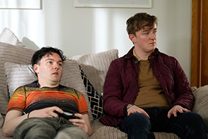 Funboys. Image shows left to right: Jordan McCafferty (Rian Lennon), Callum Brown (Ryan Dylan)