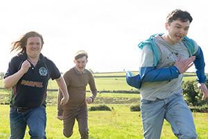 Funboys. Image shows left to right: Lorcan Boggin (Lee R James), Callum Brown (Ryan Dylan), Jordan McCafferty (Rian Lennon)