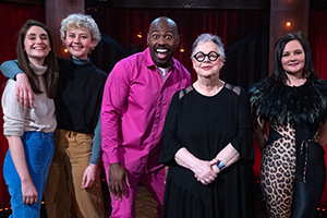 Funny Festival Live. Image shows from L to R: Britney, Darren Harriott, Jo Brand, Rachel Fairburn. Copyright: Phil McIntyre Entertainment