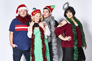 Gavin & Stacey. Image shows from L to R: Smithy (James Corden), Stacey (Joanna Page), Gavin (Mathew Horne), Nessa (Ruth Jones). Copyright: Baby Cow Productions