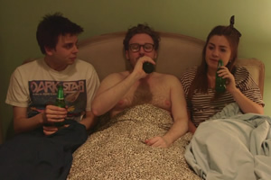 The Girl Whisperer. Image shows from L to R: Joz (Joz Norris), Funny Pete (John Kearns), Emma (Harriet Kemsley)