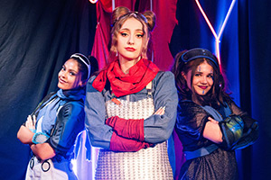 G'wed. Image shows left to right: Grace (Yasmin Freeman), Mia-Louise (Gemma Barraclough)