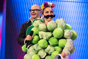 Harry Hill's ClubNite. Image shows from L to R: Harry Hill, Lucy Pearman. Copyright: Nit TV