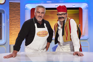 Harry Hill's Tea Time. Image shows from L to R: Paul Hollywood, Harry Hill. Copyright: Nit TV