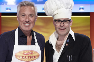 Harry Hill's Tea Time. Image shows from L to R: Martin Kemp, Harry Hill. Copyright: Nit TV