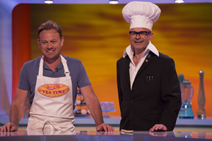 Harry Hill's Tea Time. Image shows from L to R: Jason Donovan, Harry Hill. Copyright: Nit TV