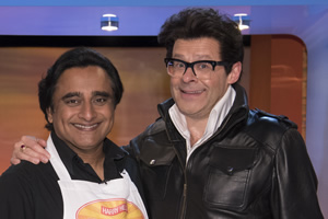 Harry Hill's Tea Time. Image shows from L to R: Sanjeev Bhaskar, Harry Hill. Copyright: Nit TV