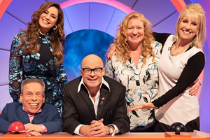 Harry Hill's Alien Fun Capsule. Image shows from L to R: Warwick Davis, Kelly Brook, Harry Hill, Charlie Dimmock, Sarah Greene. Copyright: Nit TV