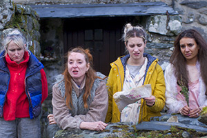 Henpocalypse!. Image shows left to right: Veena (Lauren O'Rourke), Bernadette (Elizabeth Berrington), Shelly (Callie Cooke), Zara (Lucie Shorthouse)