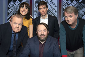 Have I Got News For You. Image shows from L to R: Ian Hislop, Maisie Adam, David Mitchell, Rory Stewart, Paul Merton