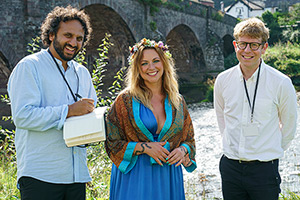 Hold The Front Page. Image shows left to right: Nish Kumar, Charlotte Church, Josh Widdicombe