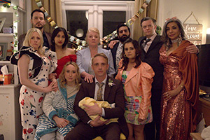 Hullraisers. Image shows left to right: Paula (Sinead Matthews), Pickles (Sam Swainsbury), Rana (Taj Atwal), Toni (Leah Brotherhead), Gloria (Felicity Montagu), Craig (Perry Fitzpatrick), Dane (Yanick Ghanty), Ashley (Natalie Davies), John Fox (Tom Bennett), Nima (Shobna Gulati)