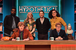 Hypothetical. Image shows from L to R: Romesh Ranganathan, James Acaster, Rachel Parris, Jon Richardson, Rose Matafeo, Josh Widdicombe. Copyright: Hat Trick Productions