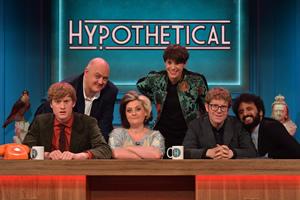 Hypothetical. Image shows from L to R: James Acaster, Dara O Briain, Kiri Pritchard-McLean, Suzi Ruffell, Josh Widdicombe, Nish Kumar. Copyright: Hat Trick Productions