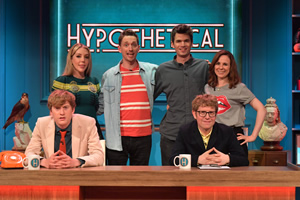 Hypothetical. Image shows from L to R: James Acaster, Katherine Ryan, John Robins, Ivo Graham, Cariad Lloyd. Copyright: Hat Trick Productions