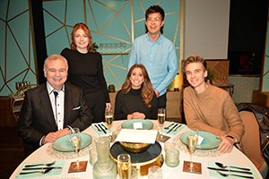 I'll Get This. Image shows from L to R: Eamonn Holmes, Stacey Solomon, Phil Wang, Alice Levine, Joe Sugg. Copyright: 12 Yard Productions