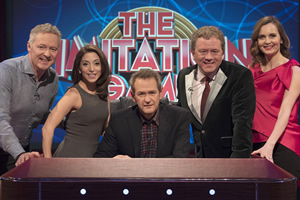 The Imitation Game. Image shows from L to R: Rory Bremner, Christina Bianco, Alexander Armstrong, Jon Culshaw, Debra Stephenson