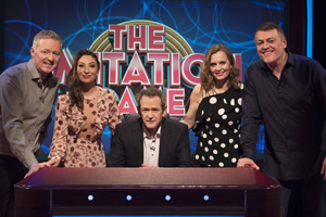 The Imitation Game. Image shows from L to R: Rory Bremner, Jess Robinson, Alexander Armstrong, Debra Stephenson, Lewis Macleod