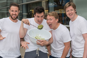 Impractical Jokers UK. Image shows from L to R: David Moon, Paul Richard Biggin, Matt Ralph, Lee Griffiths. Copyright: Yalli Productions