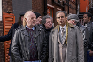 In The Long Run. Image shows from L to R: Bagpipes (Bill Bailey), Rajesh (Neil D'Souza)