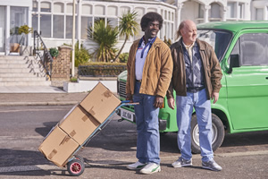 In The Long Run. Image shows from L to R: Walter (Idris Elba), Bagpipes (Bill Bailey)