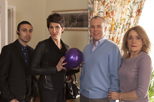 Inside No. 9. Image shows from L to R: Si (Adam Deacon), Sally (Tamsin Greig), Graham (Steve Pemberton), Jan (Sophie Thompson). Copyright: BBC