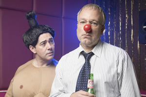 Inside No. 9. Image shows from L to R: Greg (Reece Shearsmith), Roger (Steve Pemberton). Copyright: BBC