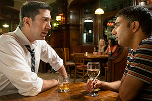 Intelligence. Image shows from L to R: Jerry Bernstein (David Schwimmer), Joseph Harries (Nick Mohammed)