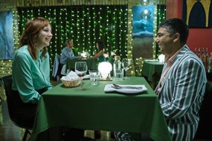 Intelligence. Image shows from L to R: Charlotte (Diane Morgan), Joseph Harries (Nick Mohammed)