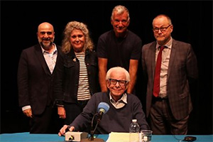 I'm Sorry I Haven't A Clue. Image shows from L to R: Omid Djalili, Jan Ravens, Tony Hawks, Barry Cryer, Jack Dee