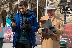 Jack Whitehall: Travels With My Father. Image shows from L to R: Jack Whitehall, Michael Whitehall. Copyright: Cave Bear Productions