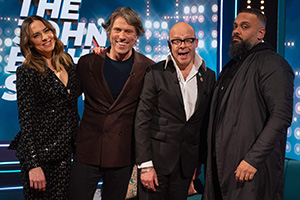 The John Bishop Show. Image shows left to right: Melanie Chisholm, John Bishop, Harry Hill, Guz Khan