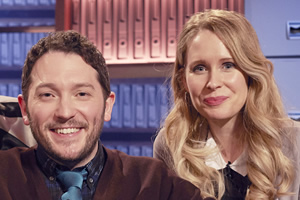 Jon Richardson: Ultimate Worrier. Image shows from L to R: Jon Richardson, Lucy Beaumont. Copyright: Talkback