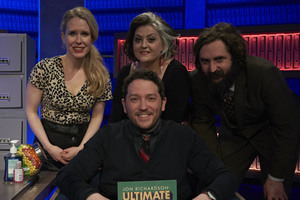 Jon Richardson: Ultimate Worrier. Image shows from L to R: Lucy Beaumont, Jon Richardson, Kiri Pritchard-McLean, Joe Wilkinson. Copyright: Talkback