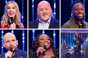 The Jonathan Ross Show. Image shows left to right: Katherine Ryan, Tom Allen, Bill Bailey, Judi Love, Babatundé Aléshé