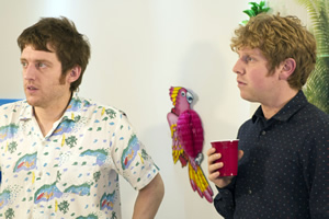 Josh. Image shows from L to R: Owen (Elis James), Josh (Josh Widdicombe). Copyright: BBC