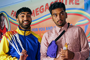 Juice. Image shows left to right: Jamma (Mawaan Rizwan), Isaac (Nabhaan Rizwan)