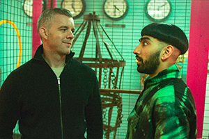 Juice. Image shows left to right: Guy (Russell Tovey), Jamma (Mawaan Rizwan)