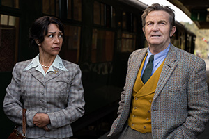 The Larkins. Image shows from L to R: Miss Chand (Seeta Indrani), Pop Larkin (Bradley Walsh)