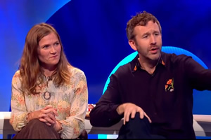 The Last Leg. Image shows from L to R: Jessica Hynes, Chris O'Dowd. Copyright: Open Mike Productions