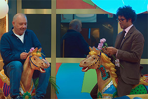 Last One Laughing UK. Image shows left to right: Bob Mortimer, Richard Ayoade